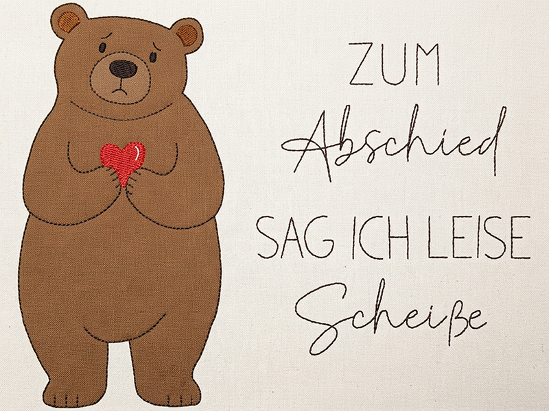 Zum Abschied sag ich leise Scheisse - Spruch - redwork Stickdatei